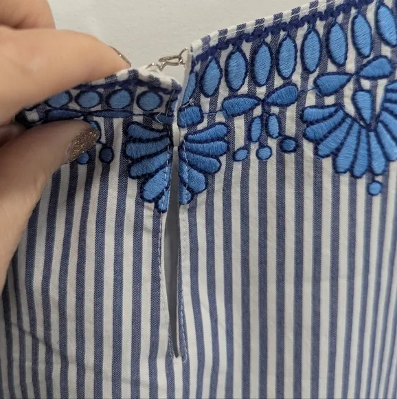 NWT Vineyard Vines Dress Embroidered Cisco Swing Dress Blue White Stripe, Sz 0
