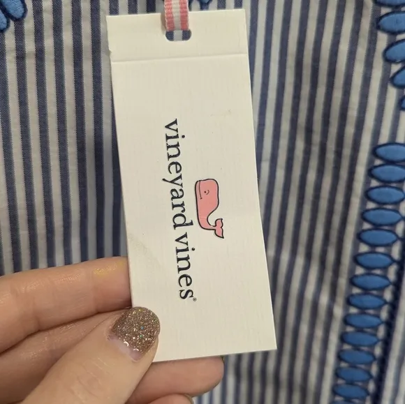 NWT Vineyard Vines Dress Embroidered Cisco Swing Dress Blue White Stripe, Sz 0