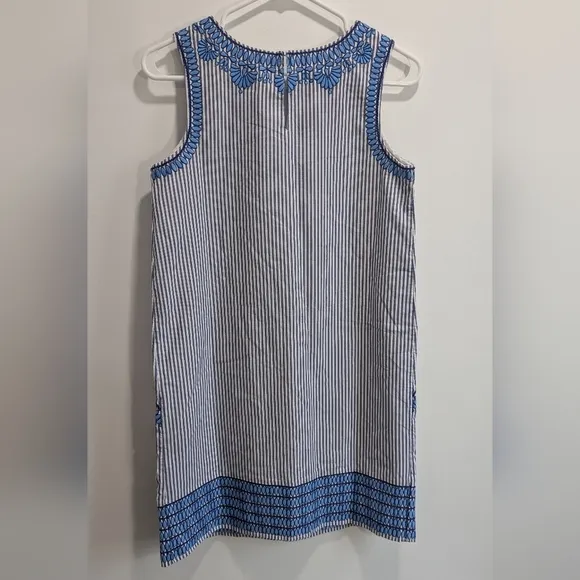NWT Vineyard Vines Dress Embroidered Cisco Swing Dress Blue White Stripe, Sz 0