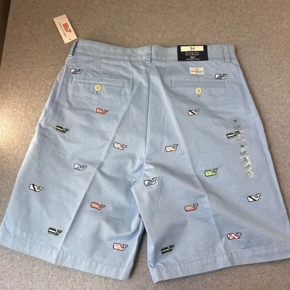 NWT Vineyard Vines x Kentucky Derby Size 34 Shorts Embroidered Whale Blue Mens