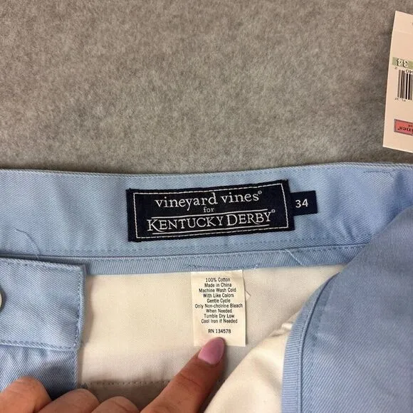 NWT Vineyard Vines x Kentucky Derby Size 34 Shorts Embroidered Whale Blue Mens