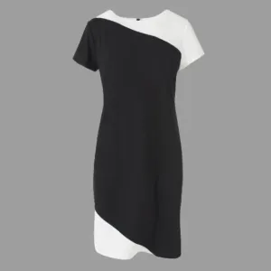 NWT Womens Size 12 Chico's Carolyn Black White Colorblock Knee-Length Dress NEW