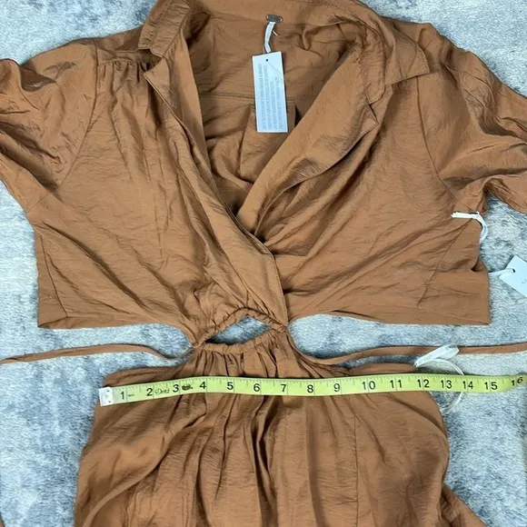 NWT YFB Young Fabulous Broke Derby Dress Marigold Burnt Umber Waist Cut Out S
