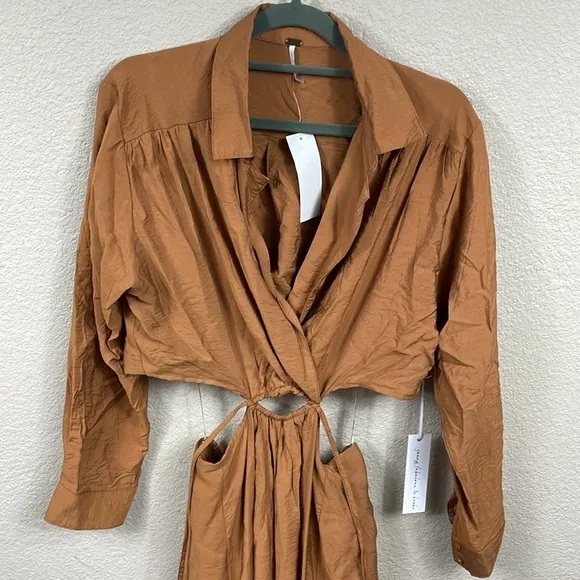 NWT YFB Young Fabulous Broke Derby Dress Marigold Burnt Umber Waist Cut Out S
