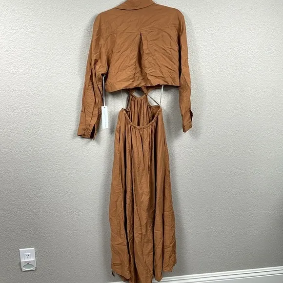 NWT YFB Young Fabulous Broke Derby Dress Marigold Burnt Umber Waist Cut Out S