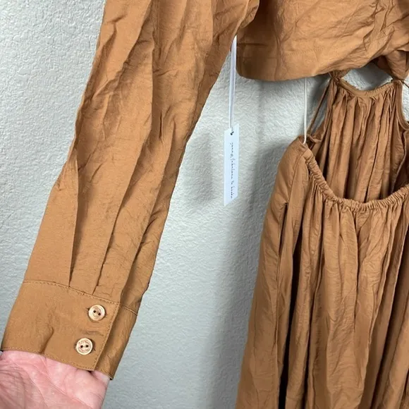 NWT YFB Young Fabulous Broke Derby Dress Marigold Burnt Umber Waist Cut Out S