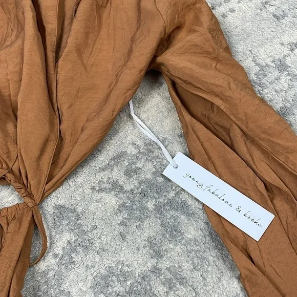 NWT YFB Young Fabulous Broke Derby Dress Marigold Burnt Umber Waist Cut Out S