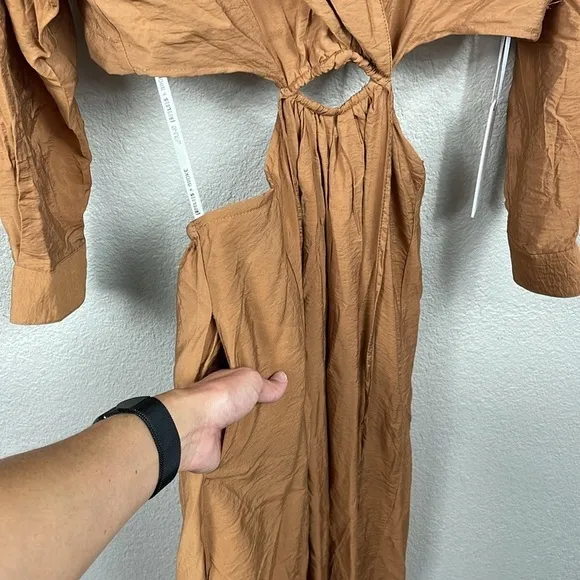 NWT YFB Young Fabulous Broke Derby Dress Marigold Burnt Umber Waist Cut Out S