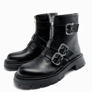 NWT Zara Studded Black Buckle Combat Boots