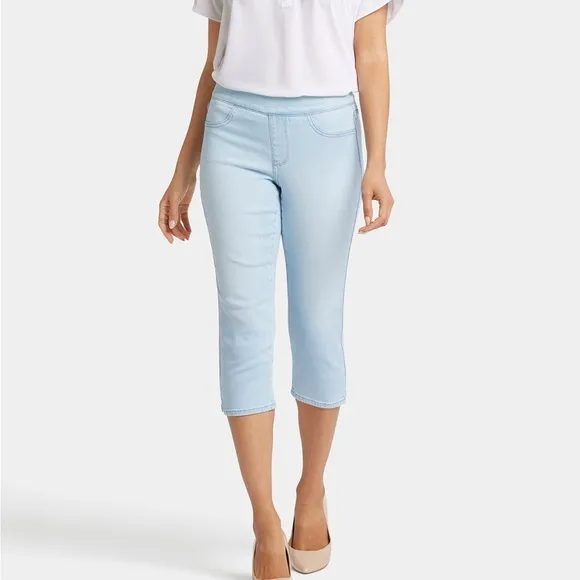 NYDJ Dakota Crop Pull-On Jeans In Oceanfront Light Blue Size Medium