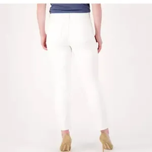 NYDJ Sheri Slim Ankle Jeans with Frayed Hem - Optic White