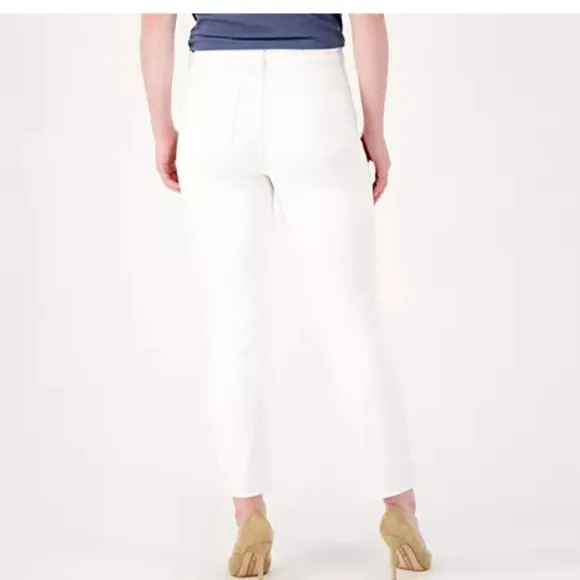 NYDJ Sheri Slim Ankle Jeans with Frayed Hem - Optic White