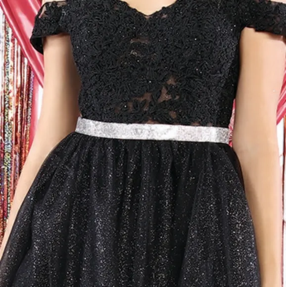 off the shoulder lace long tulle gown