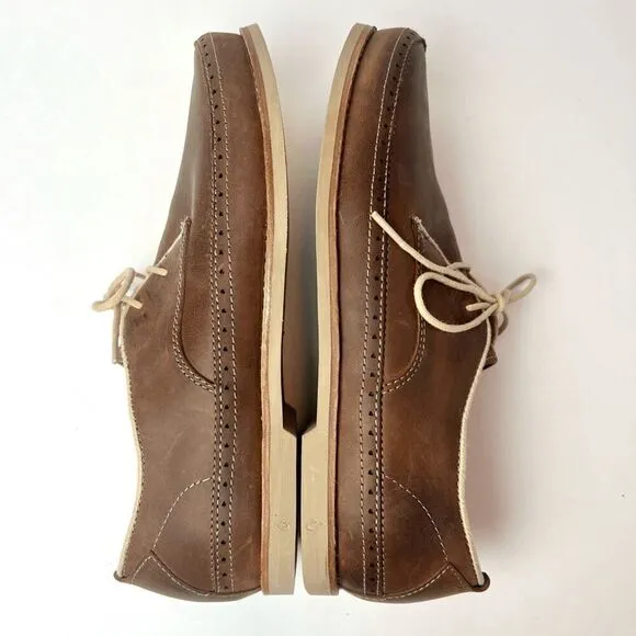 OluKai Honolulu Lace Up Men's Brown Leather Oxford Loafers Casual Shoes Sz 9.5