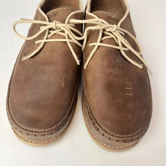 OluKai Honolulu Lace Up Men's Brown Leather Oxford Loafers Casual Shoes Sz 9.5