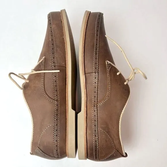 OluKai Honolulu Lace Up Men's Brown Leather Oxford Loafers Casual Shoes Sz 9.5