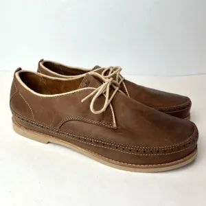 OluKai Honolulu Lace Up Men's Brown Leather Oxford Loafers Casual Shoes Sz 9.5