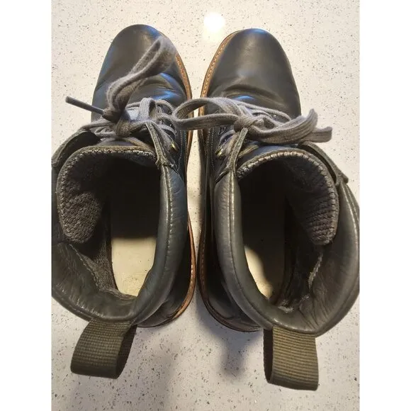 Olukai Kilakila Black Leather Combat Boots Men's Size 12 Lace Up