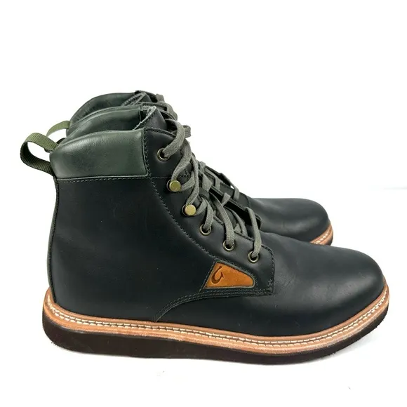 OluKai KilaKila Boots 12 Mens Leather Lace Up Waterproof Bootie