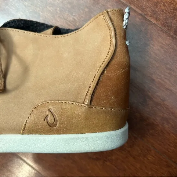 OluKai Men’s Brown Leather Lace-Up Chukka Boots, Size 14