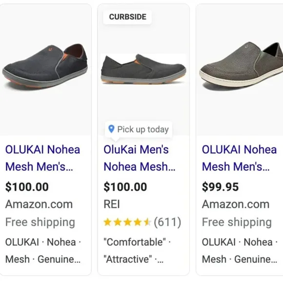 Olukai Nohea Mesh Slip On Sneakers Shoes Lightweight Breathable Gray Men's 12