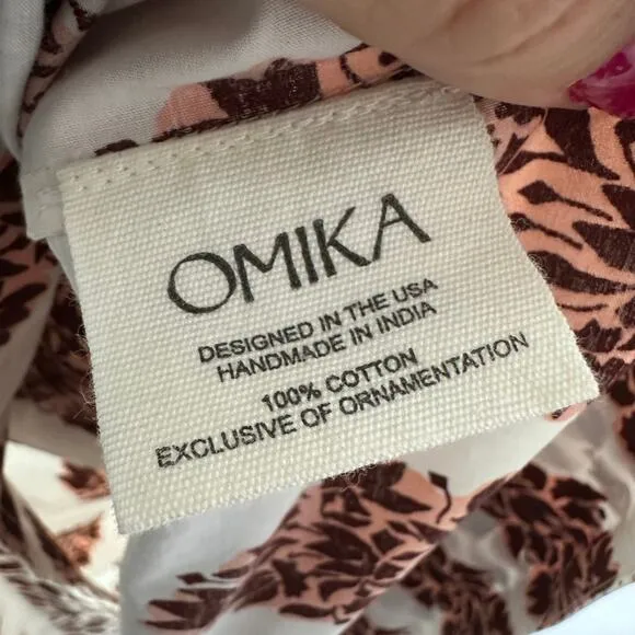 Omika Monroe Midi Dress in Adia Peach Print Size Large