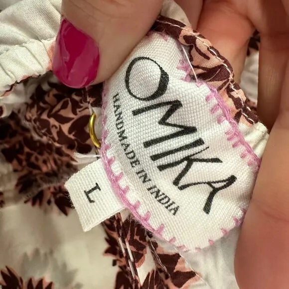 Omika Monroe Midi Dress in Adia Peach Print Size Large