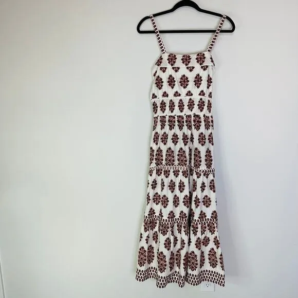 Omika Monroe Midi Dress in Adia Peach Print Size Large