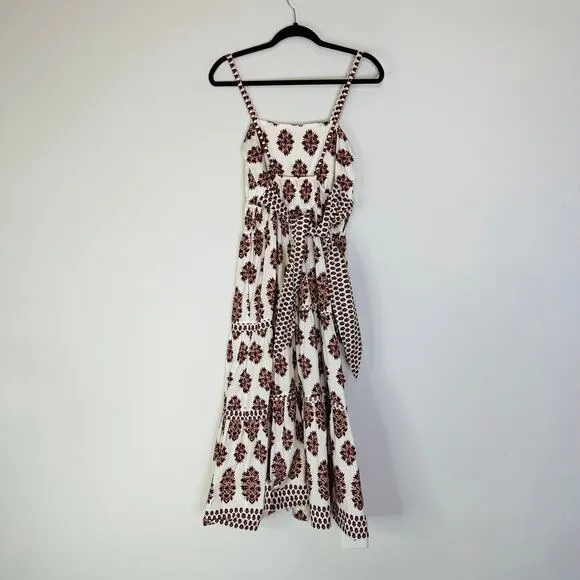Omika Monroe Midi Dress in Adia Peach Print Size Large
