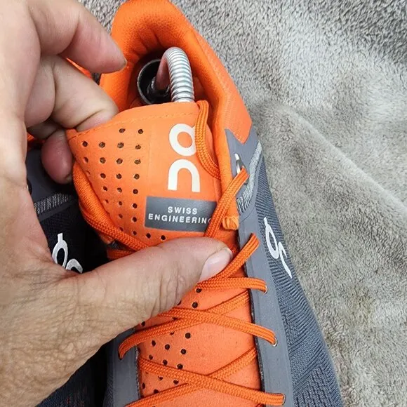 On Shoes Mens Size 10 Gray Orange Lace Up Sneakers