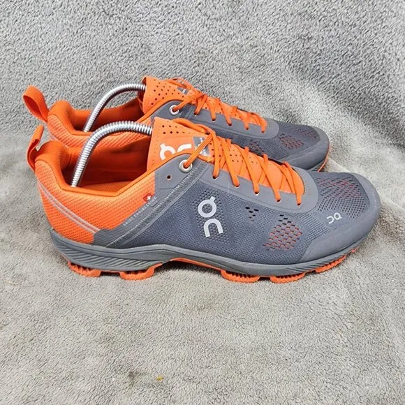 On Shoes Mens Size 10 Gray Orange Lace Up Sneakers