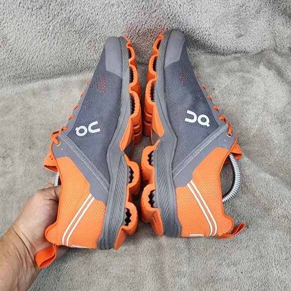 On Shoes Mens Size 10 Gray Orange Lace Up Sneakers