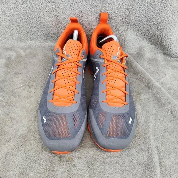 On Shoes Mens Size 10 Gray Orange Lace Up Sneakers