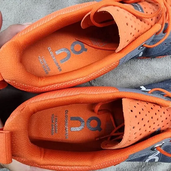 On Shoes Mens Size 10 Gray Orange Lace Up Sneakers