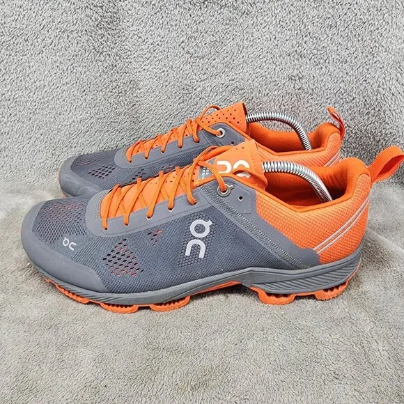 On Shoes Mens Size 10 Gray Orange Lace Up Sneakers