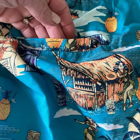 ORIGINAL PENGUIN swim trunks! FUN Hula/Hawaiian print /mesh lined/3 pockets!🌴