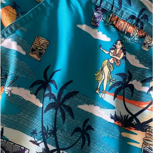 ORIGINAL PENGUIN swim trunks! FUN Hula/Hawaiian print /mesh lined/3 pockets!🌴