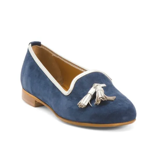 OROSCURO Blue Made In Italy Suede Ballerina Flats