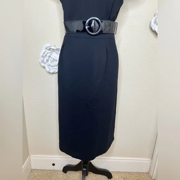 Oscar de la Renta Cap Sleeve Sheath Black Cocktail Dress Size 12