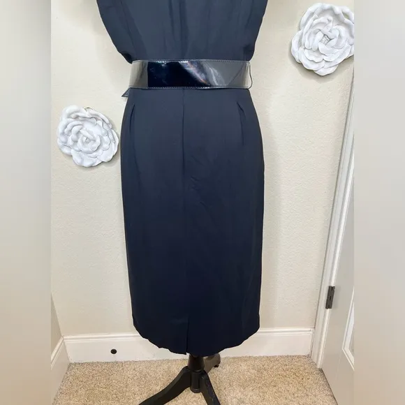 Oscar de la Renta Cap Sleeve Sheath Black Cocktail Dress Size 12