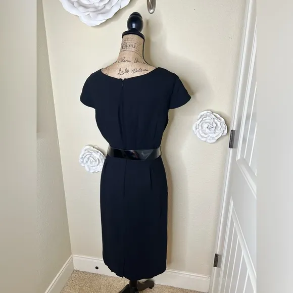 Oscar de la Renta Cap Sleeve Sheath Black Cocktail Dress Size 12