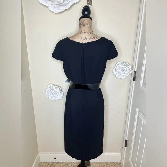 Oscar de la Renta Cap Sleeve Sheath Black Cocktail Dress Size 12