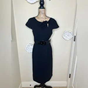 Oscar de la Renta Cap Sleeve Sheath Black Cocktail Dress Size 12