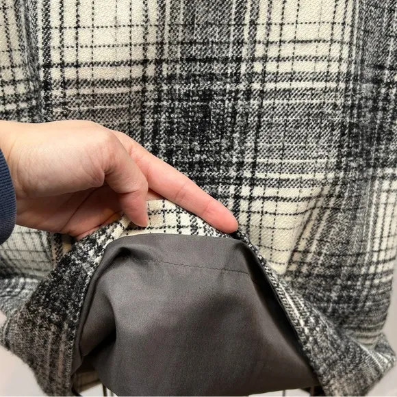 Oscar De La Renta Gray White Plaid Fleece Wool Silk Lining Cowl Neck Dress Sz 10