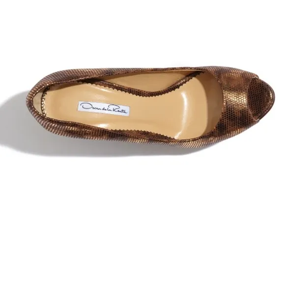 Oscar de la Renta Metallic Wedges Crocodile Print