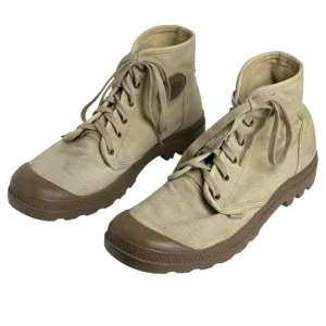 Palladium Boots Size 10.5 Canvas Rubber Lace Up Combat Boots Army Desert Tan