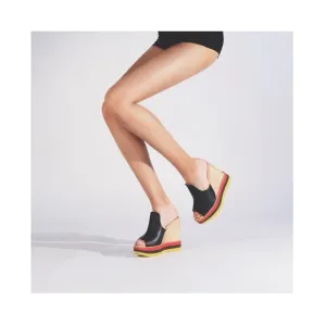 Paloma Barceló Ayumi Ximena Stripe Colorblock Platform Leather Wood Mule Wedges
