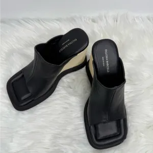 Paloma Barcelo Lana Black Leather Wedges, EU size 37/US size 7