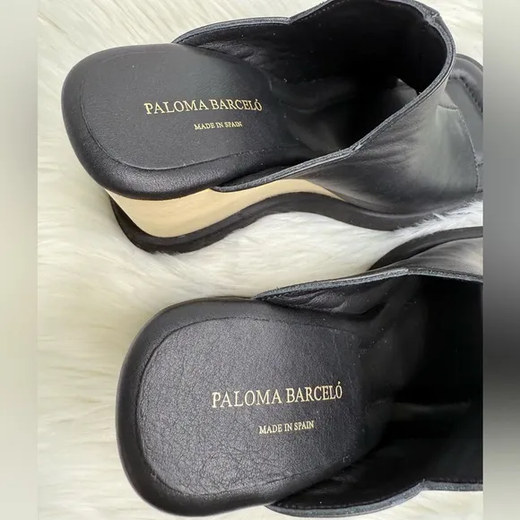 Paloma Barcelo Lana Black Leather Wedges, EU size 37/US size 7