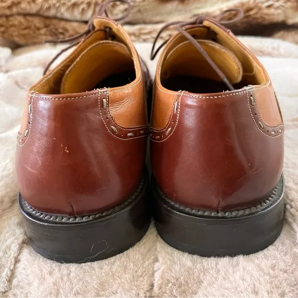 Paolo De Marco Handmade in Spain Square Toed Two-Toned Brown Derby Shoes